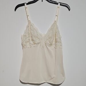 Shadowline Elegant Lace Trim Camisole Top Sz 34 Cream Adjustable Straps
